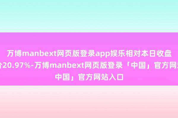 万博manbext网页版登录app娱乐相对本日收盘价折价20.97%-万博manbext网页版登录「中国」官方网站入口